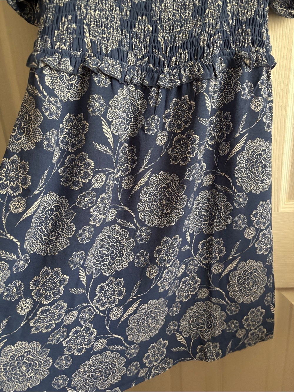 Monteau Blue Floral Smocked Mini Dress - Picture 6 of 6